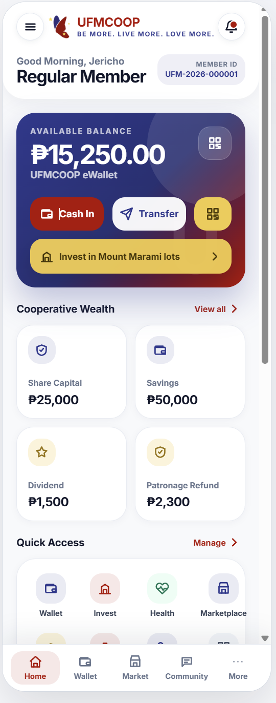 UFMCOOP Mobile App UI